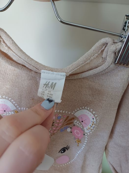 Sweterek miś boho r.68 h&m