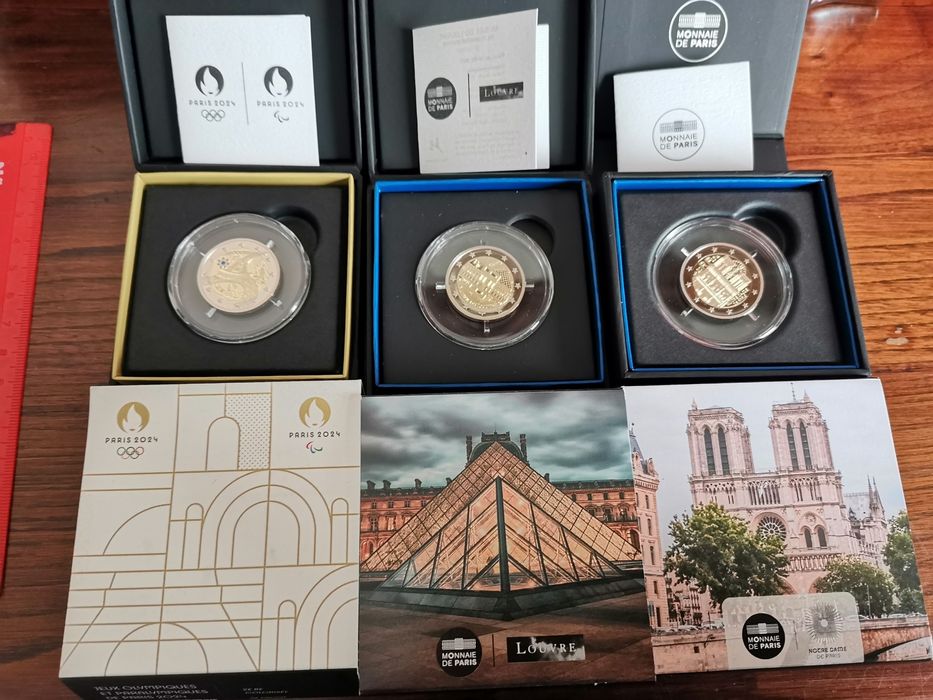 Conjunto de 3 Moedas 2€ proof França monumentos icónicos