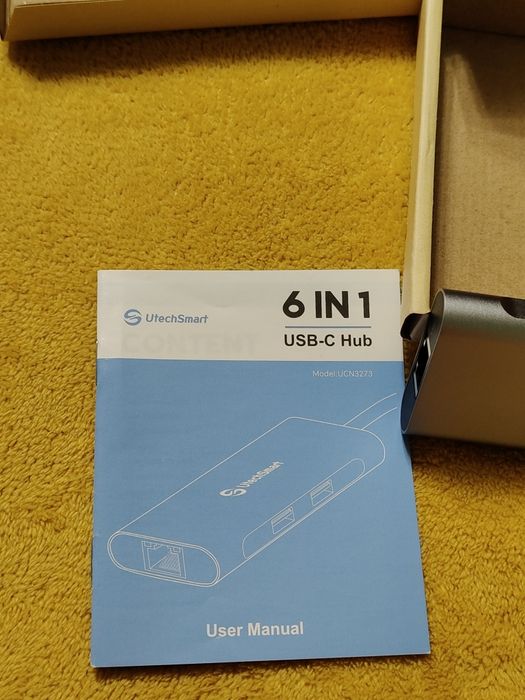Adapter Hub USB C Przejściówka 6 w 1 HDMI LAN USB 3.0