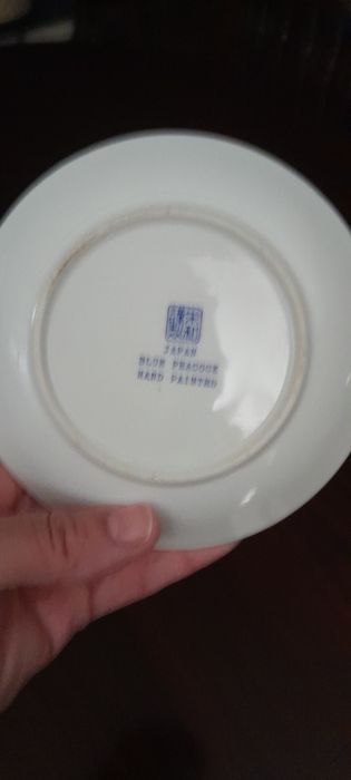 Prato decorativo pintado a mao com pavao