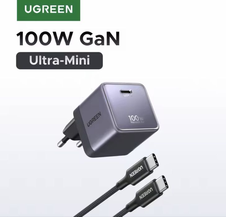 Зарядний пристрій UGREEN 100W Nexode Air X880 GaN Fast Charger Set EU з кабелем USB-C, Space Gray (75240) зарядка Вт PD QC PPS