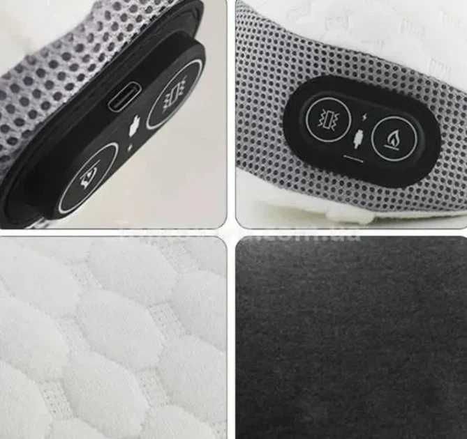 Масажна подушка Massage Pillow QY-8028 роликовий масажер для шиї та спини 8 роликів з підігрівом для дому й автоРоликовий массажер 8028