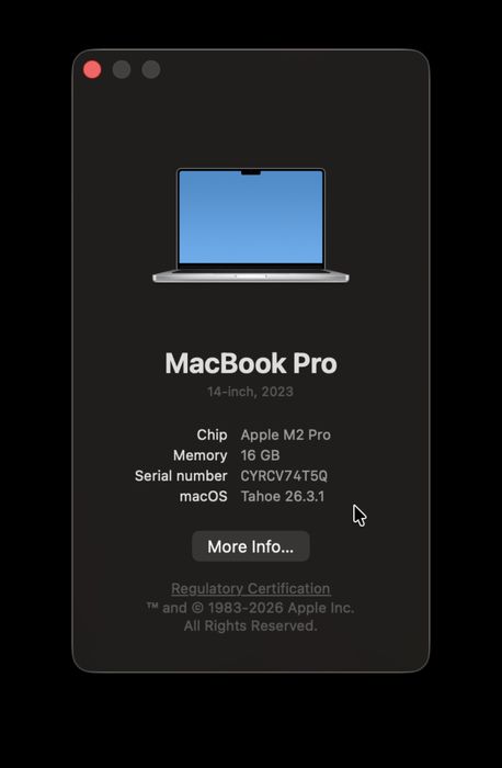 Apple MacBook Pro 14” M2 Pro — 16 GB RAM / 512 GB SSD