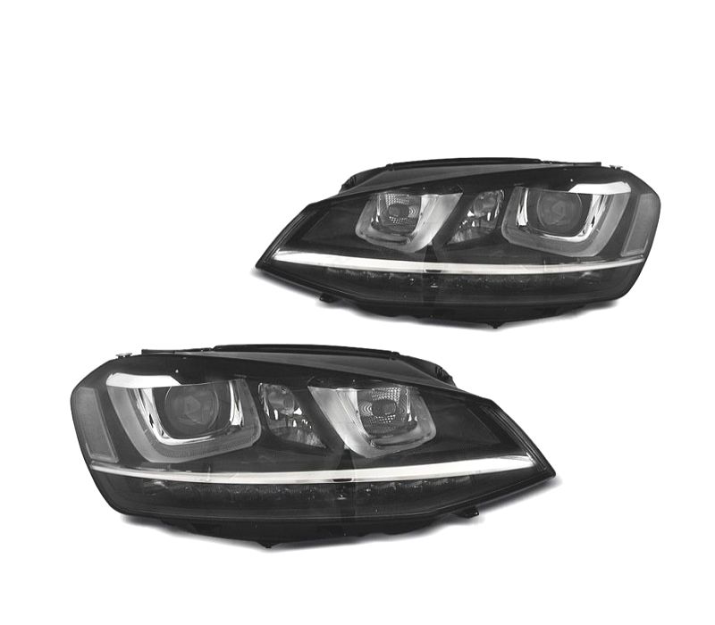 FAROIS FRONTAIS VOLKSWAGEN VW GOLF 7 12-17 LUZ DIURNA DINAMIC FUNDO PRETO
