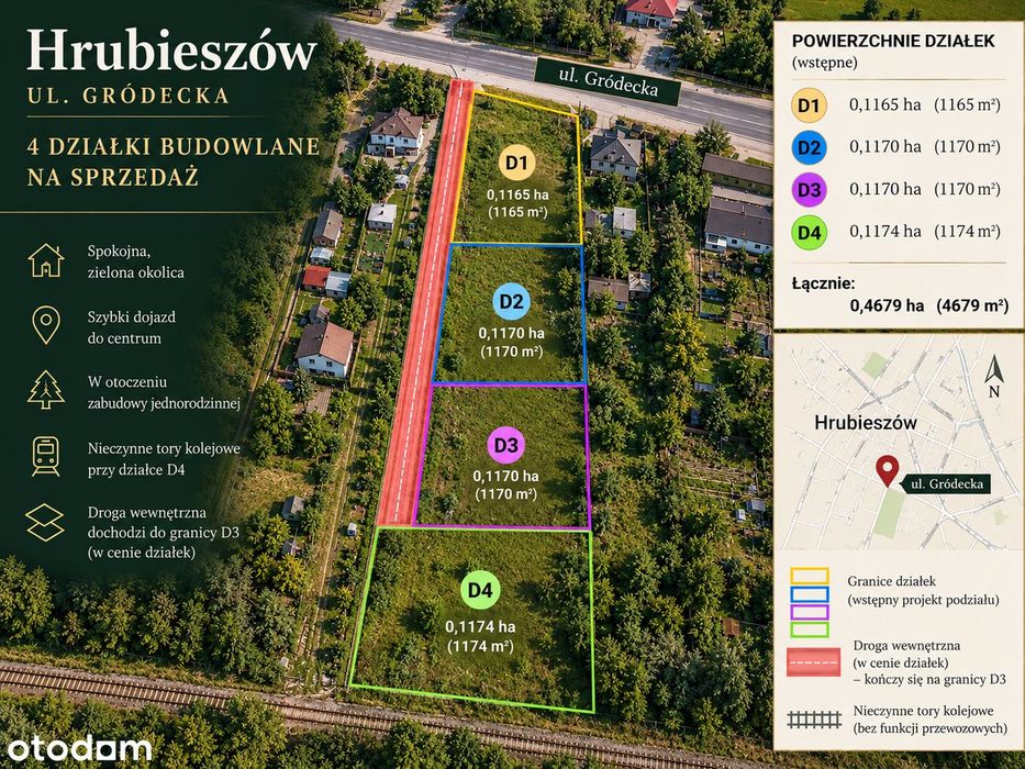 Działka budowlana 1165 m² w Hrubieszowie