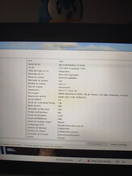 Portátil Acer switch