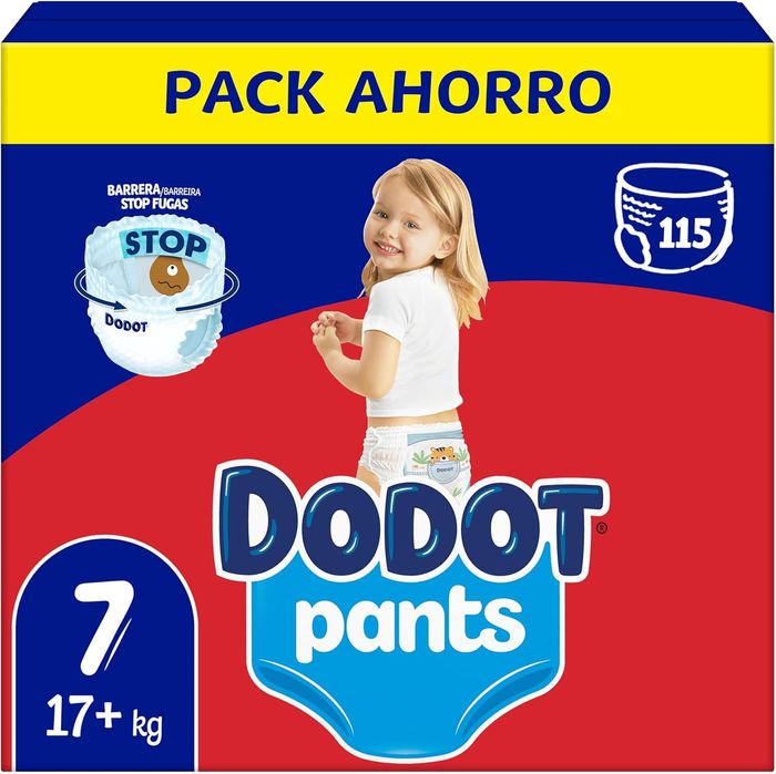 Dodot Pants para bebés fraldas, tamanho 7, +17 kg, 115 fraldas