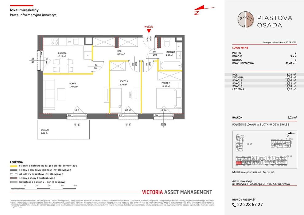 3-pokojowe mieszkanie 61m2 + balkon Bezpośrednio