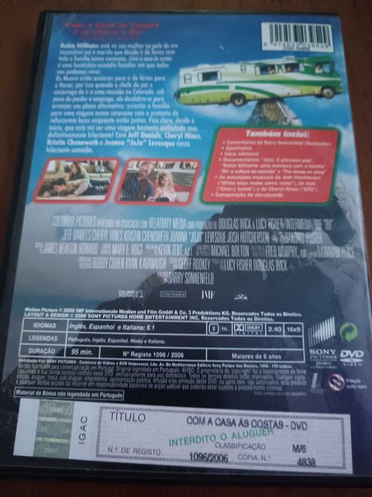 filme dvd original - com a casa as costas