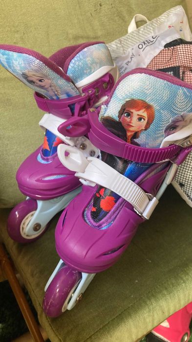 Patins em Linha Frozen + Kit Proteção 26-30