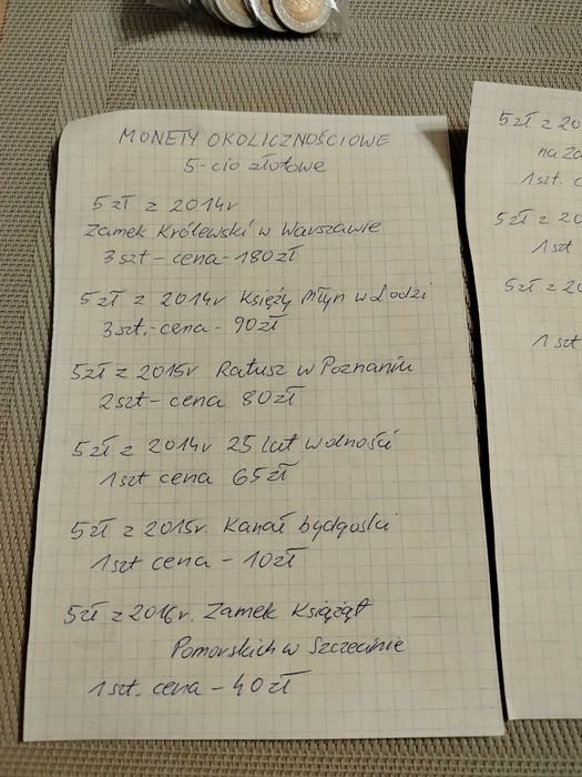 Sprzedam nowe okolicznisciowe monety 5 złotowe