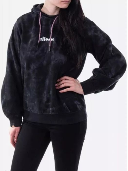 Bluza z kapturem Ellesse czarna szara S szerokie rękawy