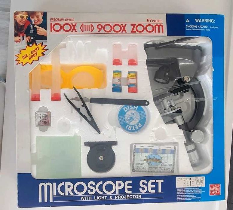 Microscópio set antigo 100x