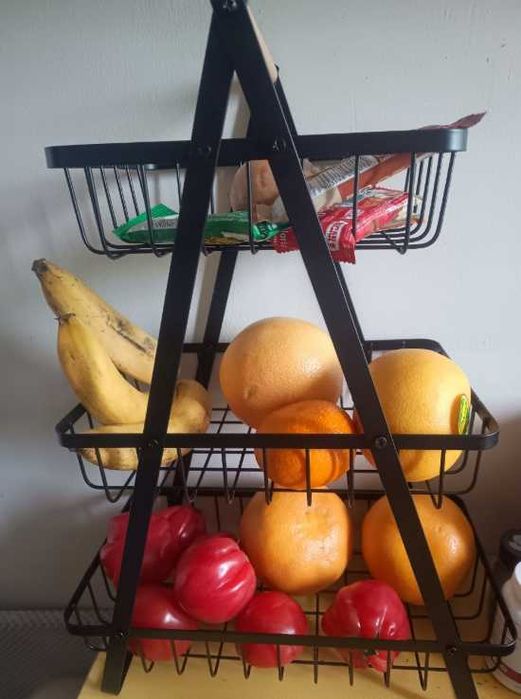 Stojak z koszykami na owoce warzywa do kuchni akcesoria 3 poziomy
