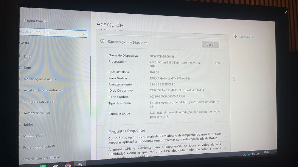 PC Desktop AMD 8350 + GeForce 970 + 16Gb + SSD 240Gb
