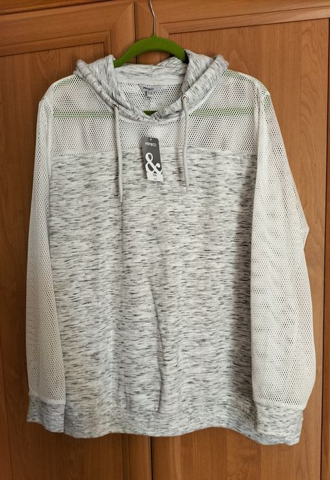 Szara biała bluza z kapturem 48 50
