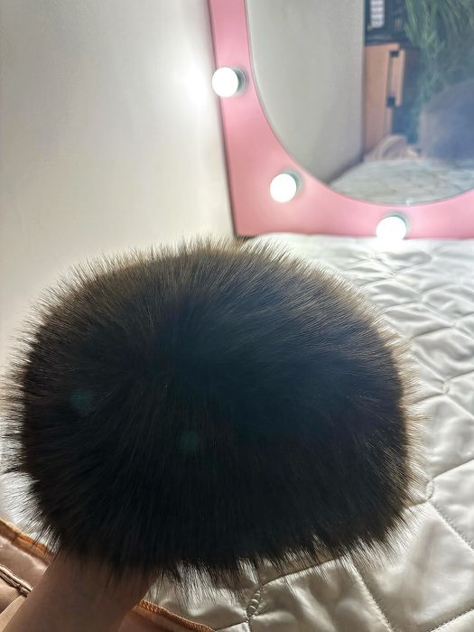 Елітна хутряна шапка шоколадний соболь короткошерстий  меховая шапка