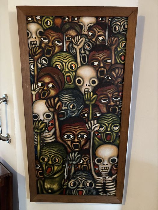 Grande Quadro Arte Africana Assinado Valente Mahumana Mankew | 130x67 cm