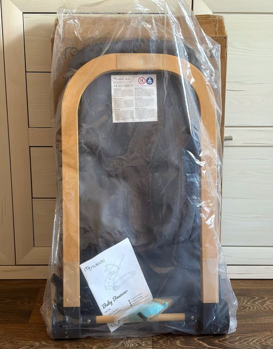 Колиска-гойдалка дитячий шезлонг з іграшками Nukido Baby Bouncer NK-52 сірий