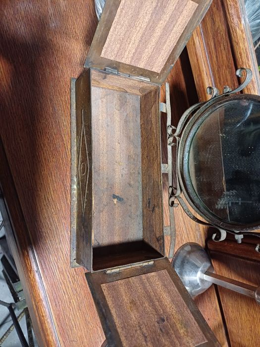 Miedziana Szkatułka z lusterkiem PRL-u staroć zabytek