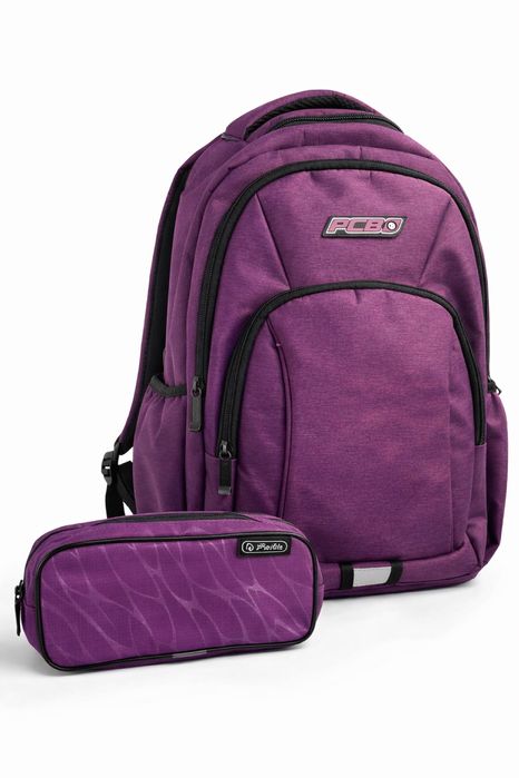 Zestaw: plecak PCB + piórnik Herlitz – świetny stan, fioletowy