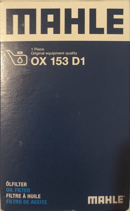 OX 153D1 Mahle Оливний фільтр новый