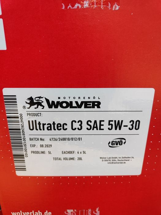Wolver 5w30 BMW Mercedes Vw Porsche Toyota