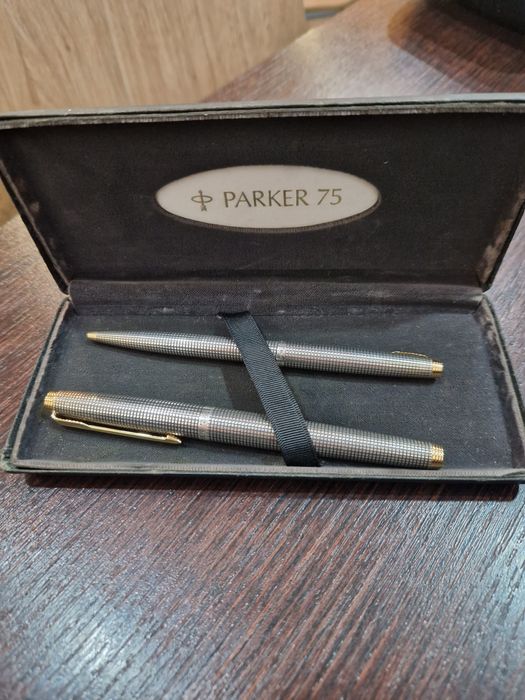 Conjunto 2 Parker 75 sterling silver 925 fountain pen 14k 585 XF Nib B