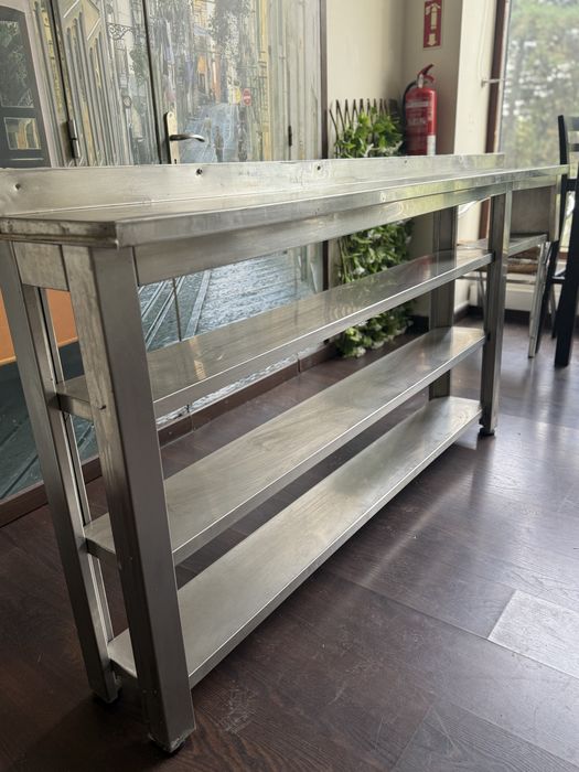 Bancada / Estante Inox Estreita (218 x 24 x 90 cm)