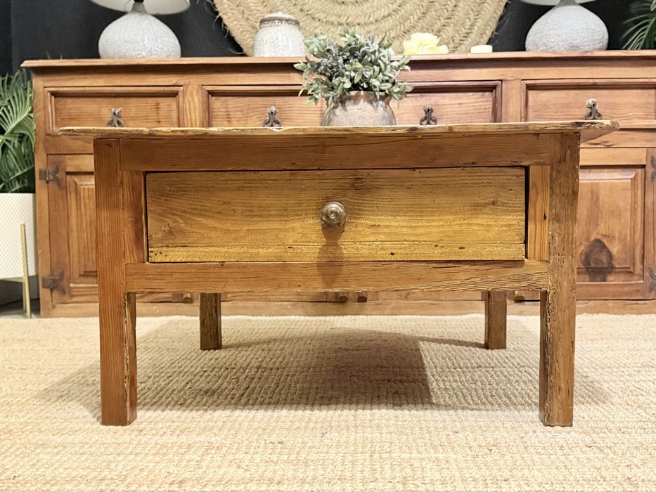 mesa centro apoio aparador antiga vintage casquinha pinho rustica