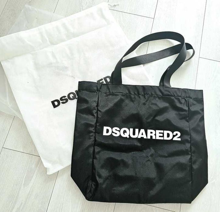 Czarna Torba torebka typu 'shopper' Dsquared2 logo-print BAG na zakupy