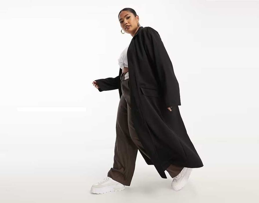 Довге чорне пальто оверсайз 60/66 розмір