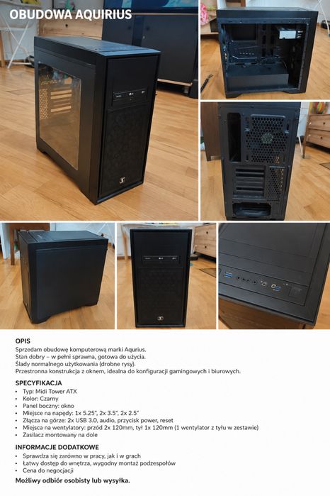 Obudowa SilentiumPC Aquarius ATX z oknem + napęd LG