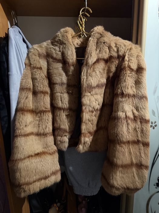 Стильна шуба з натурального кролика