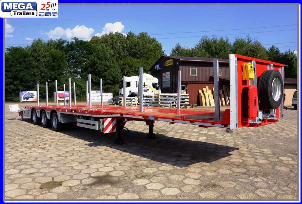 TELEMEGA 13,60 + 7.50 m WYSUWU, 3 osie, ADR EX3, H=890 mm !!!  Gotowa do jazdy !! Platforma TELESCOPIC 21.100 mm kontenery, kłonice!