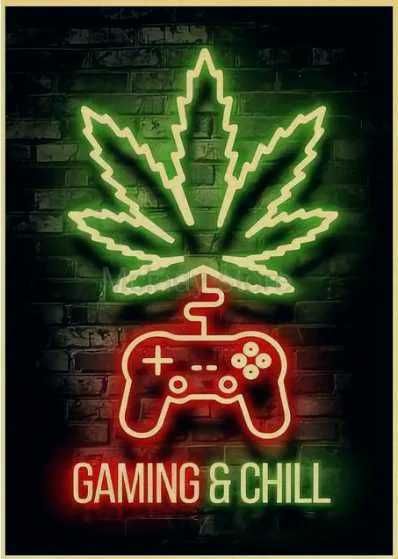 Плакат постер на крафтовой бумаге "Gaming & Chill" 42х30 см