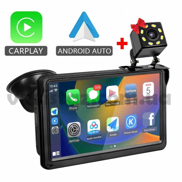 Монитор Карплей 7” + Камера, беспроводной CarPlay и Android Auto