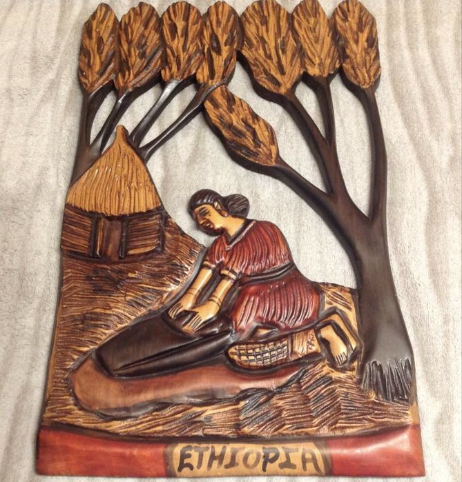 Різьблена дерев’яна картина / панно “Ethiopia” ручної роботи