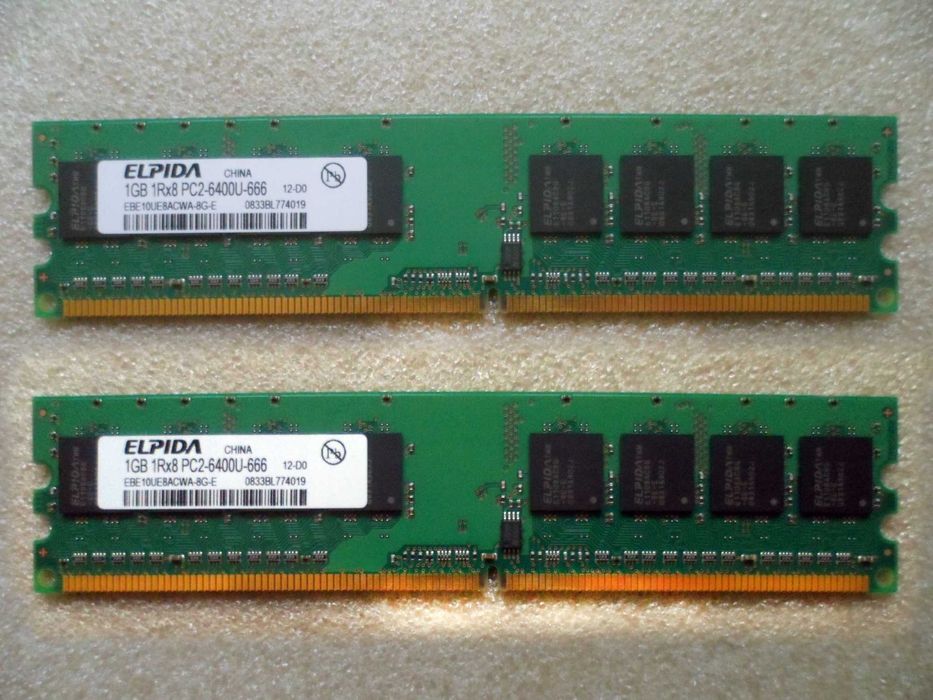 Оперативна пам'ять   DDR2  Elpida  2 Gb (2x1 Gb)  800 MHz