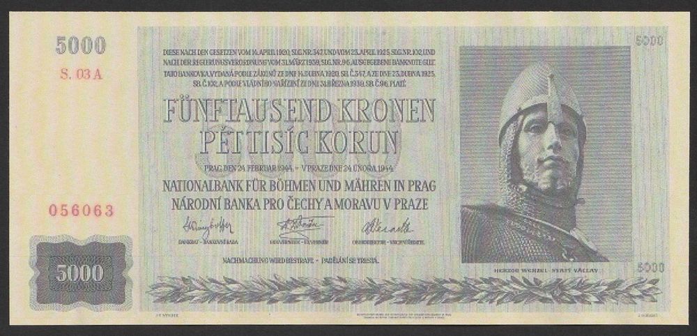 Czechy i Morawy 5000 koron 1944