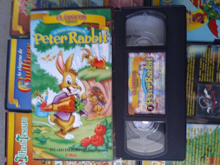 Coleção Cassetes VHS c/ Histórias Infantis Clássicas-Desenhos Animados