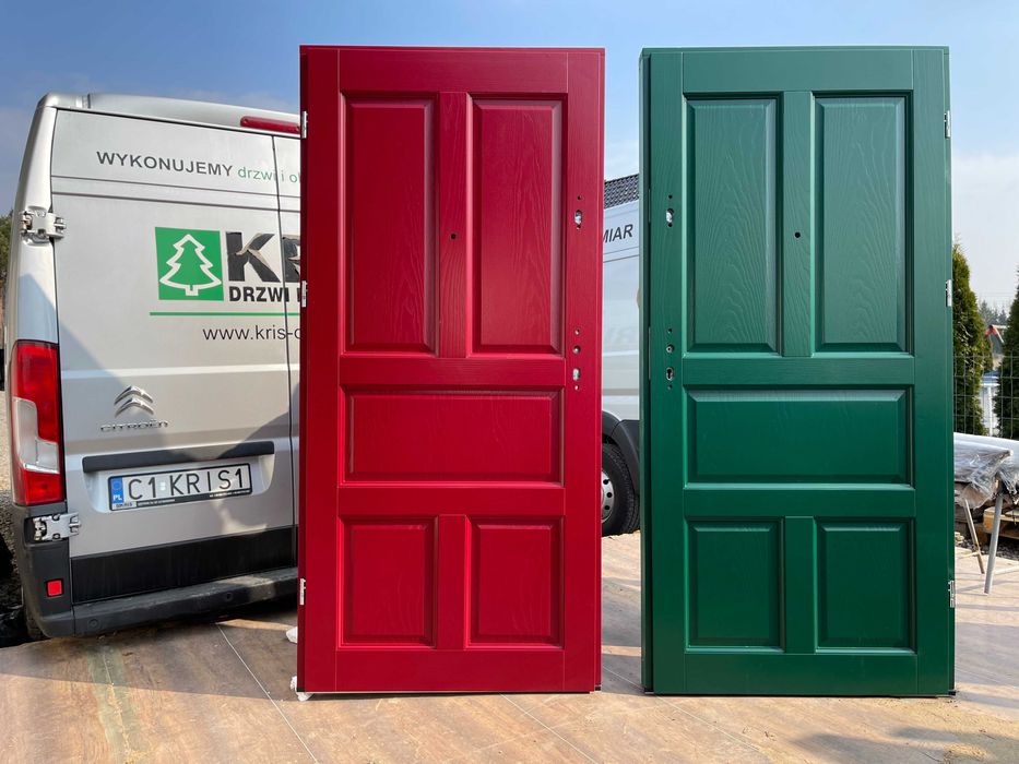 Drzwi drewniane wewnątrz klatkowe 900 Ofert Na Wymiar ZIELONE,CZERWONE