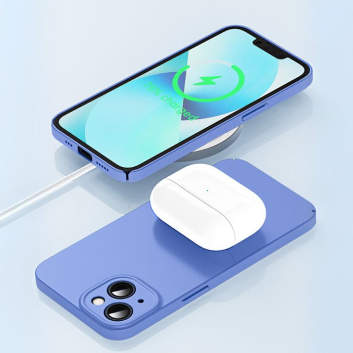 Etui Do Iphone 14 Iphone 13 Niebieskie Ładowanie Bezprzewodowe Case