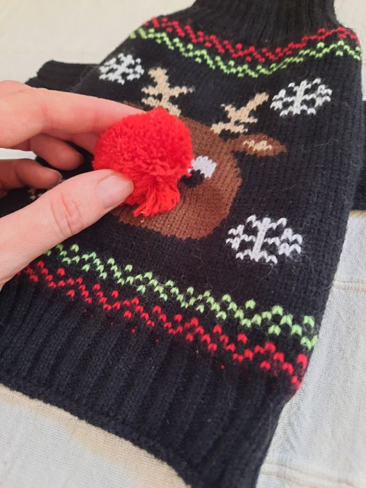 Świąteczny zimowy sweterek dla małego pieska :