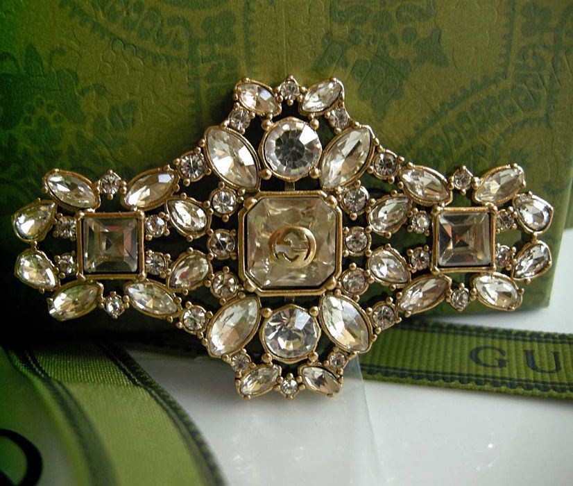 Gucci kryształowa broszka w stylu Vintage Unikat