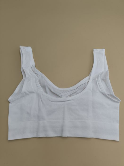Biustonosz stanik sportowy bezszwowy bez fiszbin biały rozmiar S/M