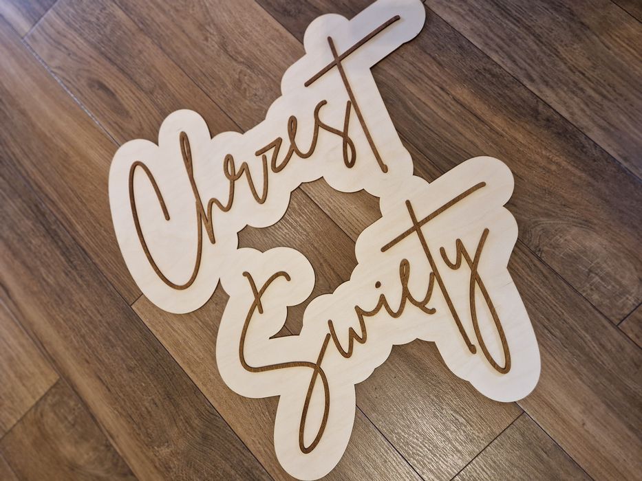 Drewniany napis Chrzest Swięty - duży