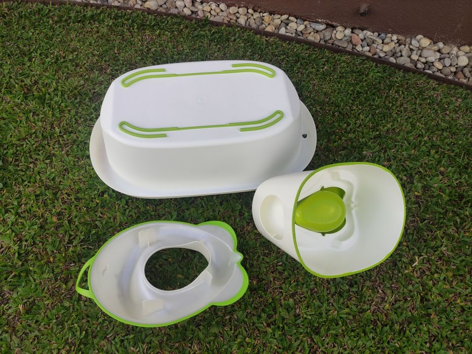 Conjunto de banheira de bebé, pote e redutor