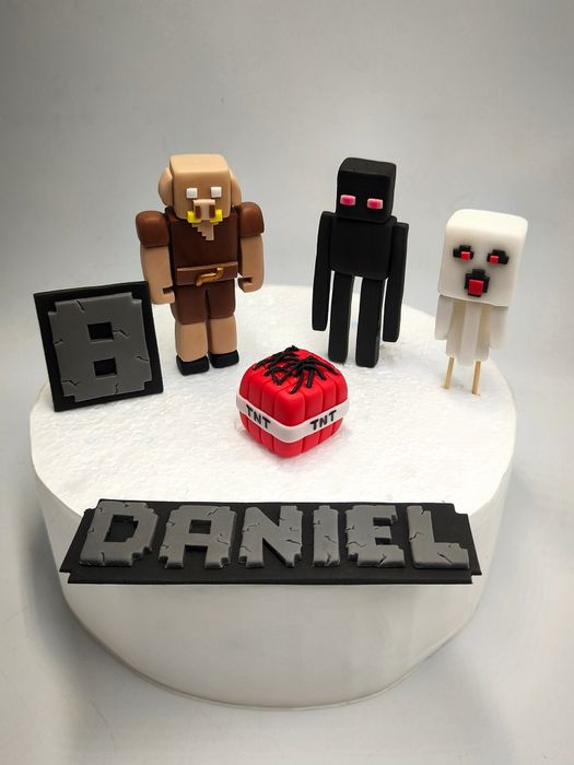 Minecraft figurki z masy cukrowej na tort Piglin Enderman Ghast TNT