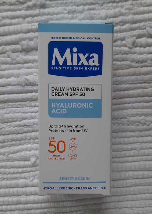 Mixa Nawilżający krem do twarzy z kwasem hialuronowym SPF50, 50 ml